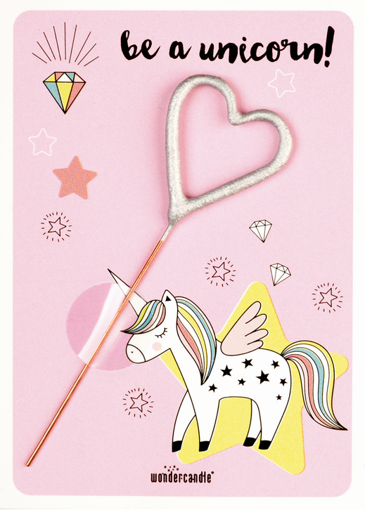 Be a unicorn! rosa 266 Herz silber Mini Wondercard®